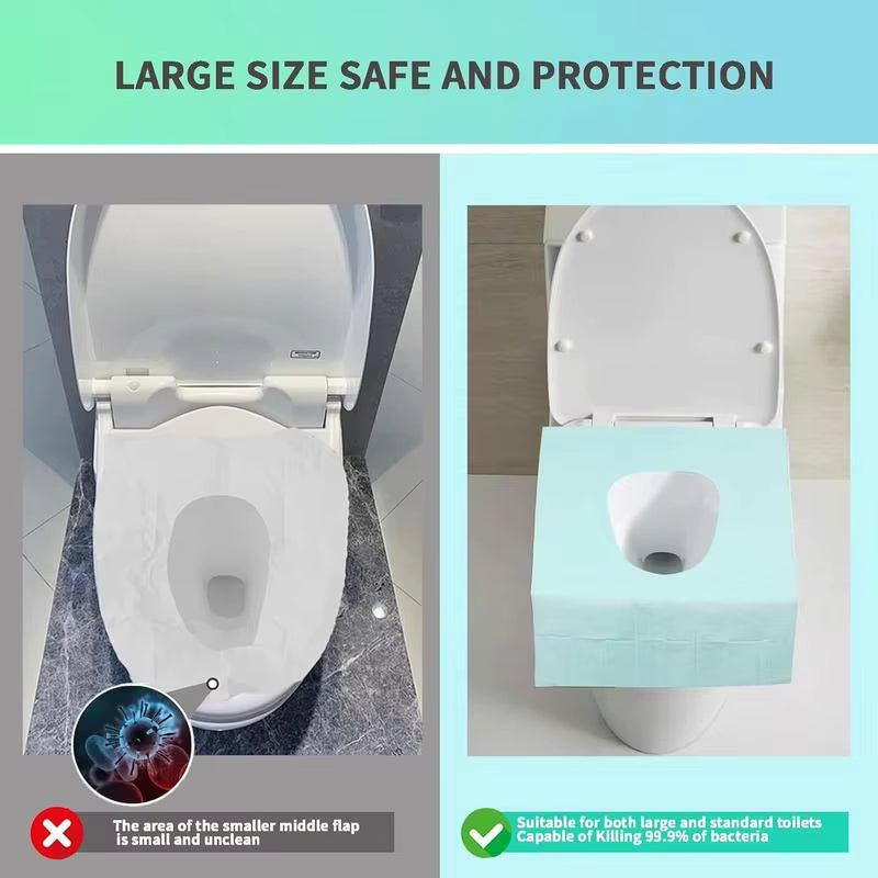 Extra-Large Waterproof Disposable Toilet Seat Covers - Non-Slip & Individually Wrapped
