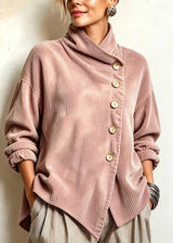Women's Corduroy Asymmetrical Button-Up Top