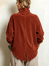 Women's Corduroy Asymmetrical Button-Up Top