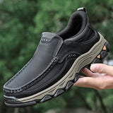 Men's Easy-On Genuine Leather Slip-On Walking Shoes