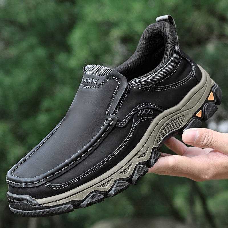 Men's Easy-On Genuine Leather Slip-On Walking Shoes