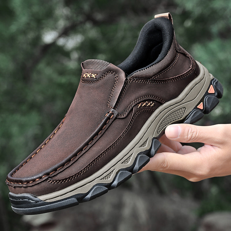 Men's Easy-On Genuine Leather Slip-On Walking Shoes