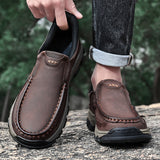 Men's Easy-On Genuine Leather Slip-On Walking Shoes