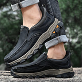 Men's Easy-On Genuine Leather Slip-On Walking Shoes