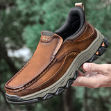 Men's Easy-On Genuine Leather Slip-On Walking Shoes