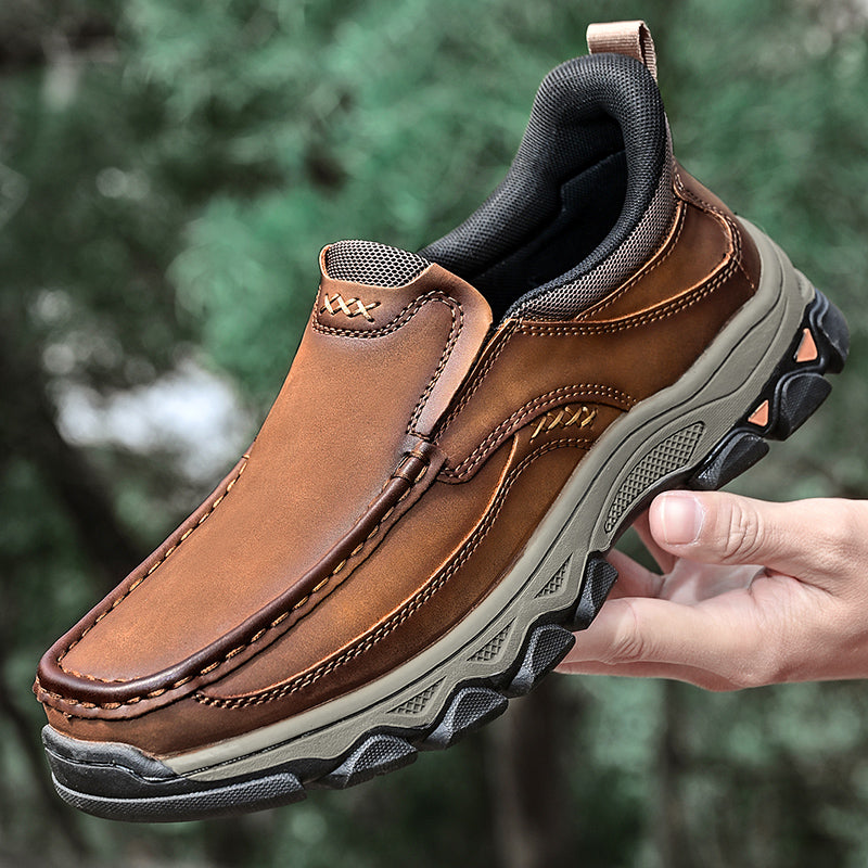 Men's Easy-On Genuine Leather Slip-On Walking Shoes