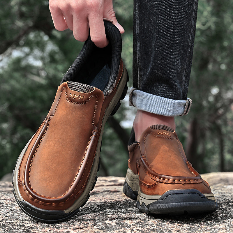 Men's Easy-On Genuine Leather Slip-On Walking Shoes