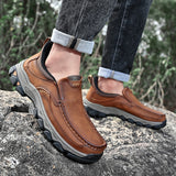 Men's Easy-On Genuine Leather Slip-On Walking Shoes
