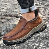Men's Easy-On Genuine Leather Slip-On Walking Shoes