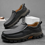 Men's Lightweight Breathable Leather Walking Loafers – Non-Slip