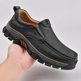 Men's Lightweight Breathable Leather Walking Loafers – Non-Slip