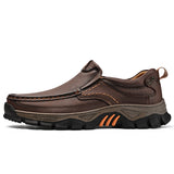 Men's Lightweight Breathable Leather Walking Loafers – Non-Slip