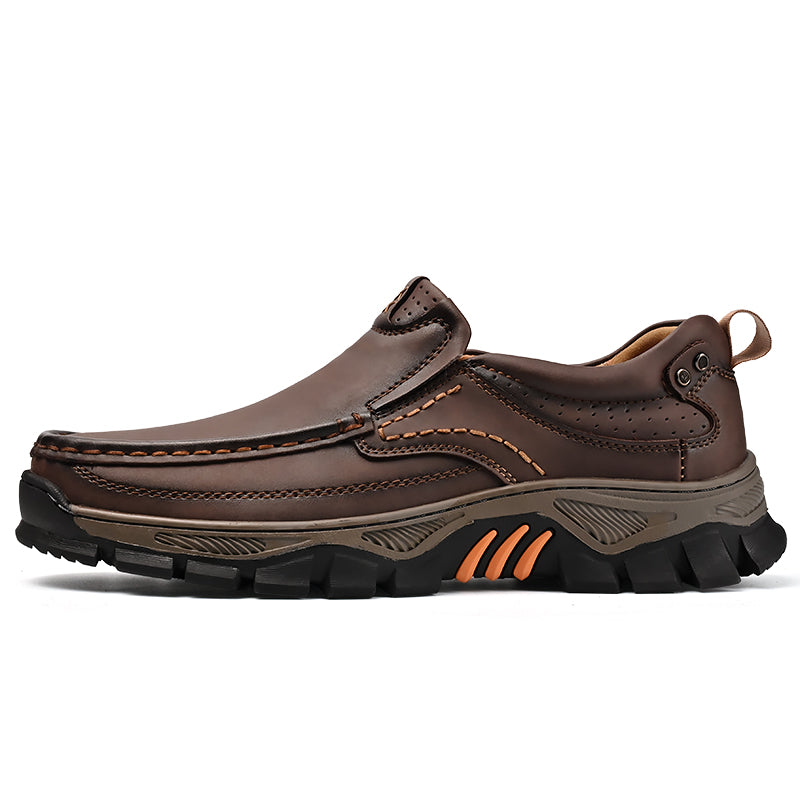 Men's Lightweight Breathable Leather Walking Loafers – Non-Slip
