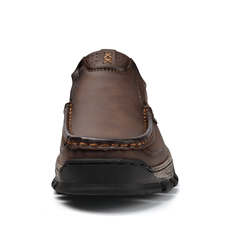 Men's Lightweight Breathable Leather Walking Loafers – Non-Slip