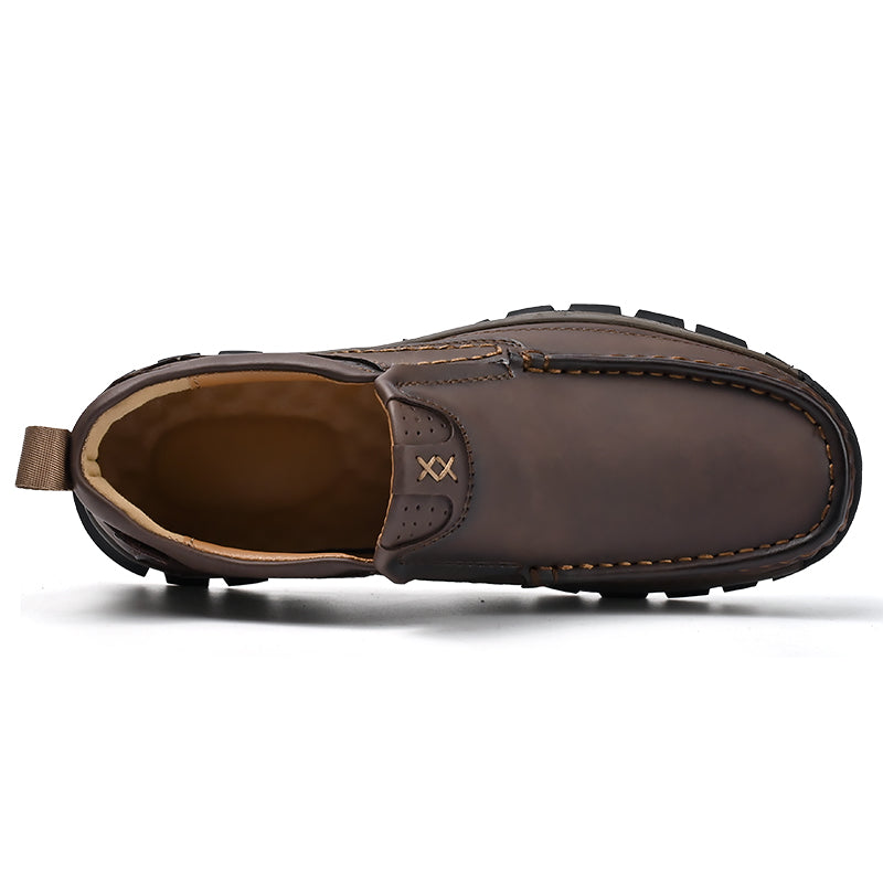 Men's Lightweight Breathable Leather Walking Loafers – Non-Slip