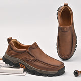 Men's Lightweight Breathable Leather Walking Loafers – Non-Slip