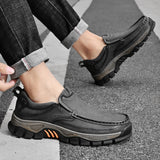 Men's Lightweight Breathable Leather Walking Loafers – Non-Slip