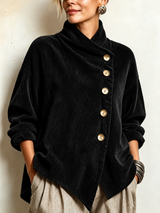 Women's Corduroy Asymmetrical Button-Up Top