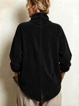 Women's Corduroy Asymmetrical Button-Up Top