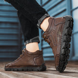 Men's Leather Lace-Up Mid-Top Walking Boots