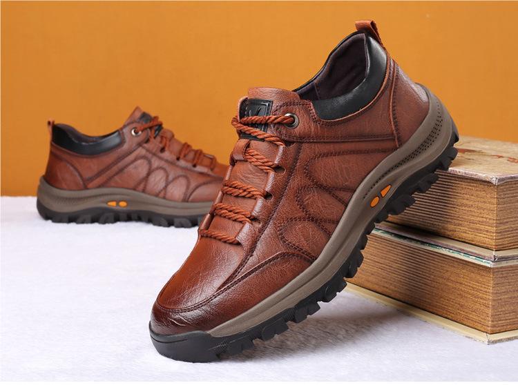 Men's Stitched Leather Arch-Support Walking Shoes