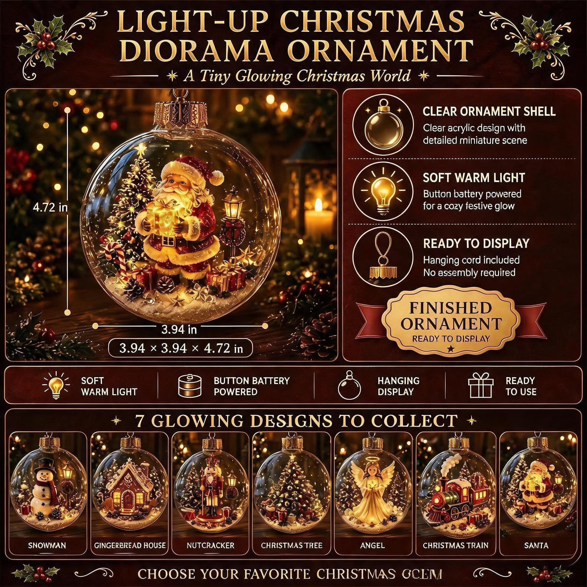 🎄🎄Limited time 50% OFF -✨ Glowing Christmas Story Ornament – Light-Up Mini Holiday Scene