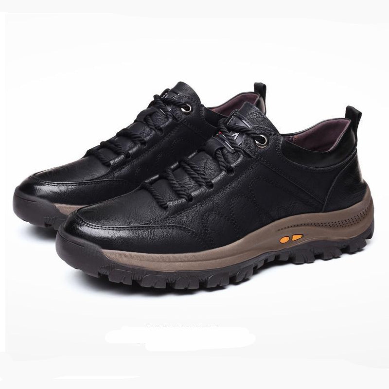 Men's Stitched Leather Arch-Support Walking Shoes