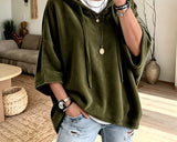 Veloura Oversized 3/4-Sleeve Velour Hoodie