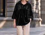 Veloura Oversized 3/4-Sleeve Velour Hoodie