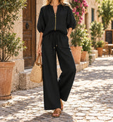 This new, versatile women's suit with puff sleeves and a loose fit is perfect for autumn.