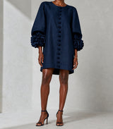 Navy Aurelia dress on a Black model