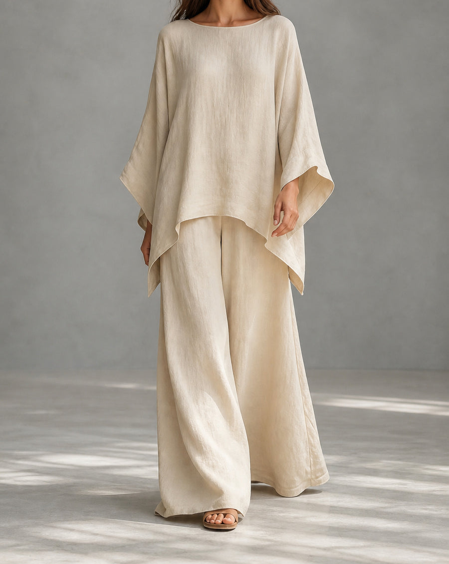 Natural Beige Serena two-piece set on a model