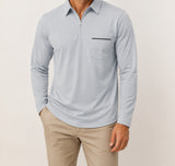 Light Gray Ronan quarter-zip polo on a male model