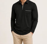 Black Ronan quarter-zip polo on a male model