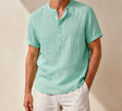 Mint Hayes short-sleeve Henley on a male model