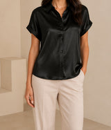 Black satin blouse