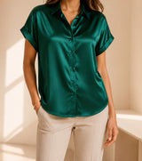 Emerald Green satin blouse
