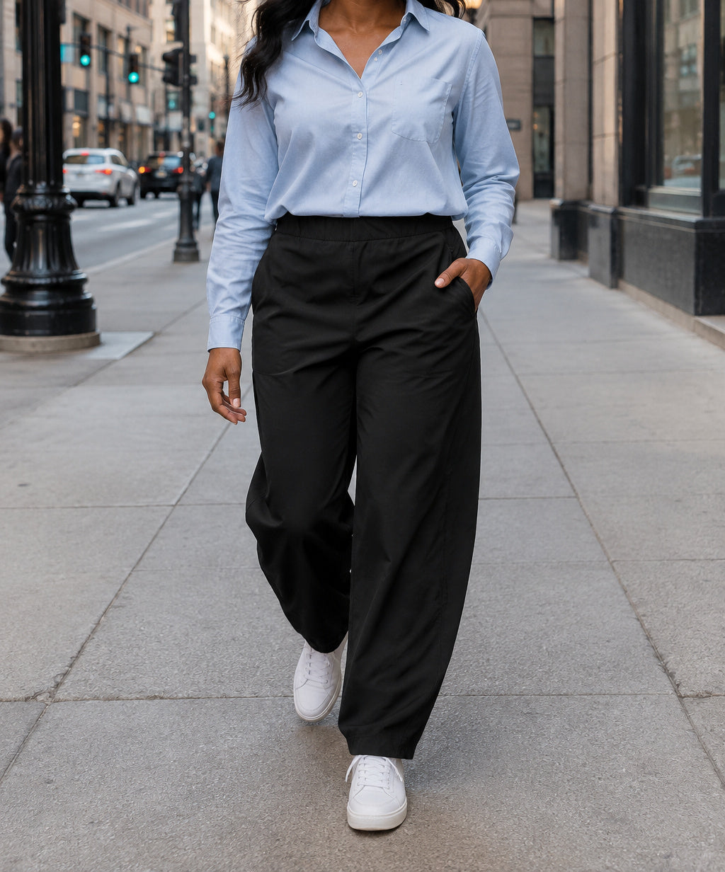 Aria barrel-leg pants scene city