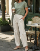 Aria barrel-leg pants scene cafe