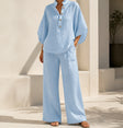 Women's light blue relaxed two-piece set