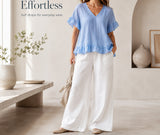 Ruffle Hem V-Neck Blouse