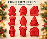 Complete 9-piece Christmas mini pie mold set with all nine designs