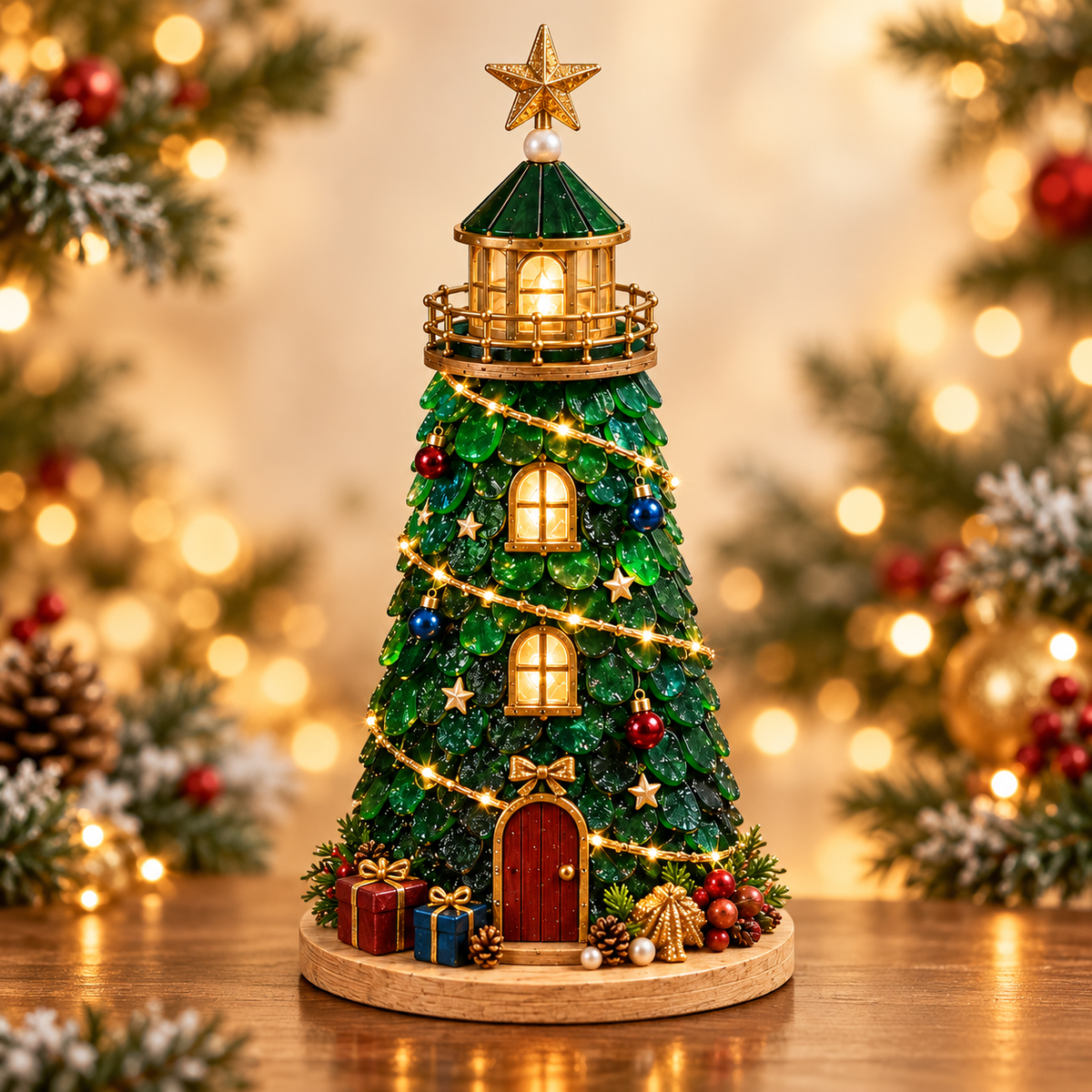 Christmas Tree lighted Christmas lighthouse - Aven Marque