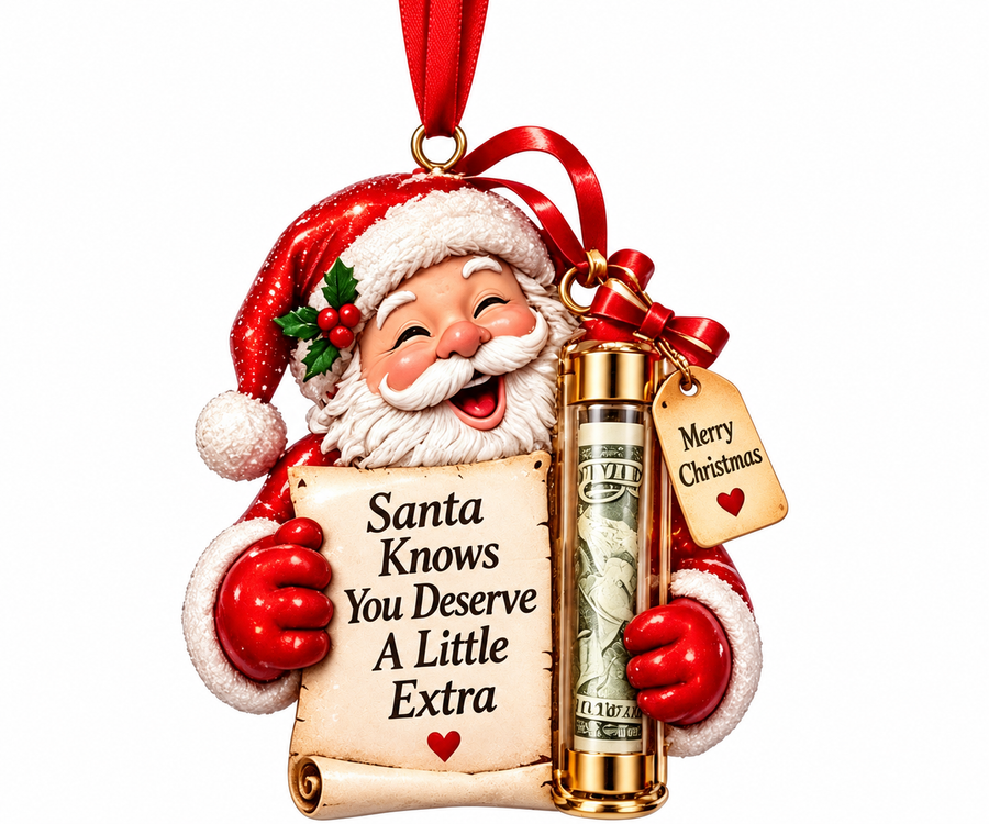Santa Claus cash holder Christmas ornament
