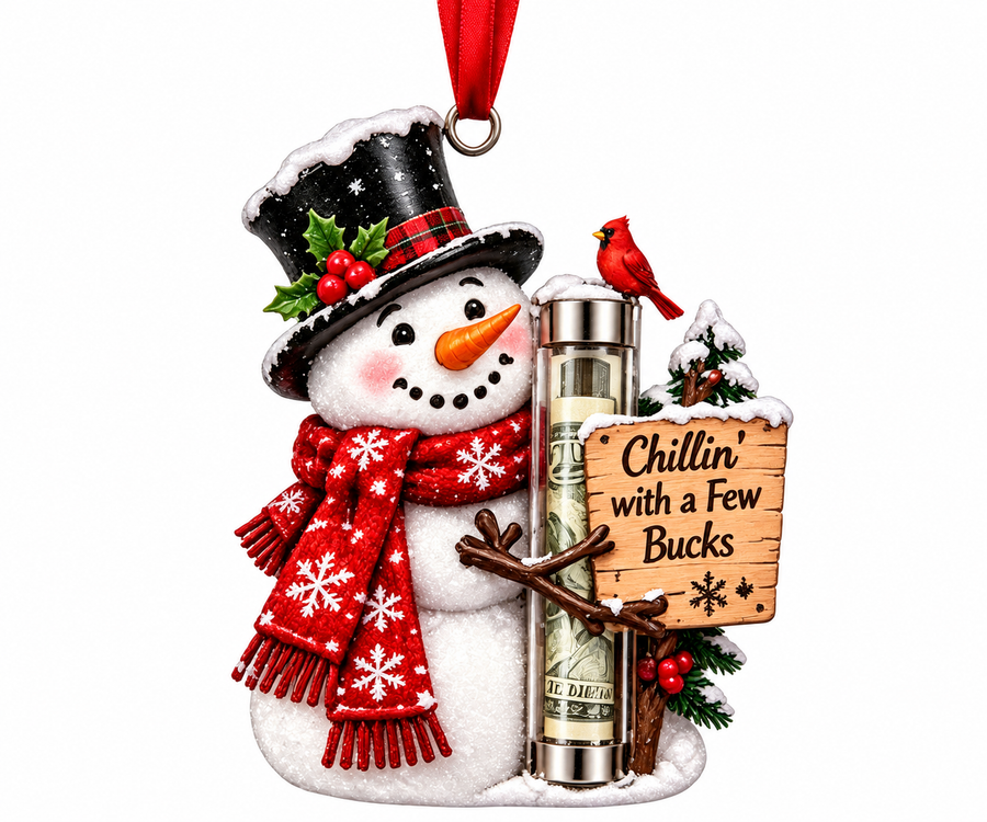 Snowman cash holder Christmas ornament