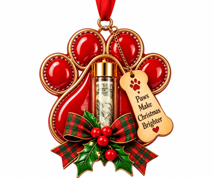 Christmas paw print cash holder ornament