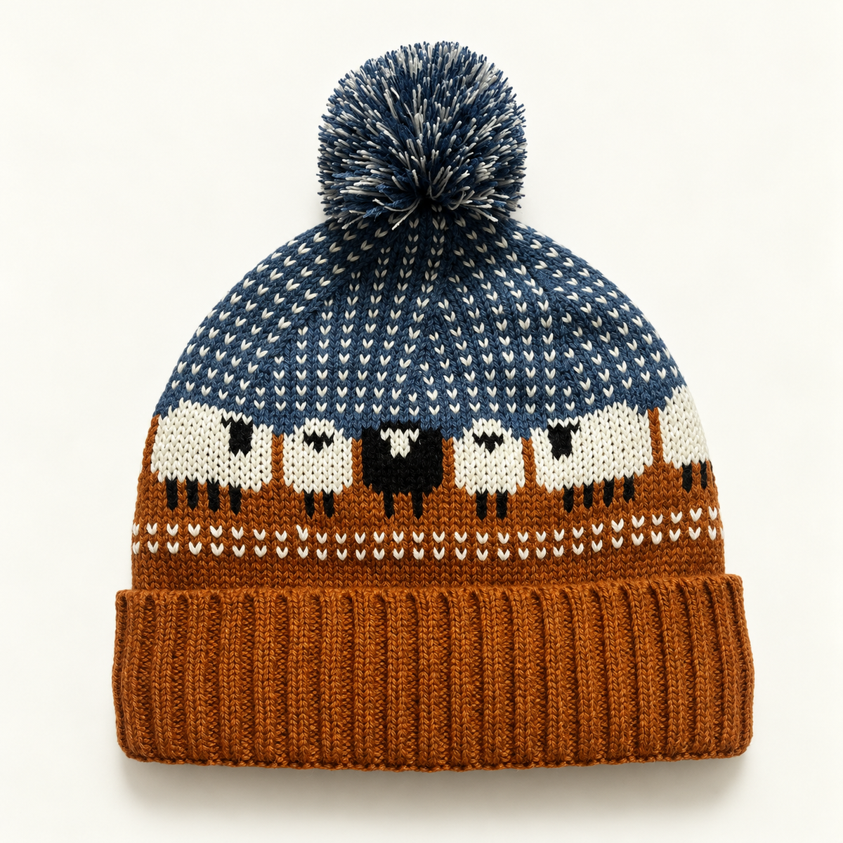 Outbreak Night Sheep Fair Isle Pom-Pom Beanie
