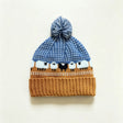 Winter Blue sheep-pattern Fair Isle pom-pom beanie