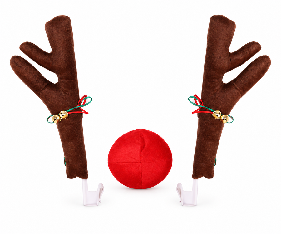Brown 3-Piece Set reindeer car antler and nose kit