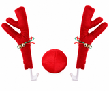 Red 3-Piece Set reindeer car antler and nose kit